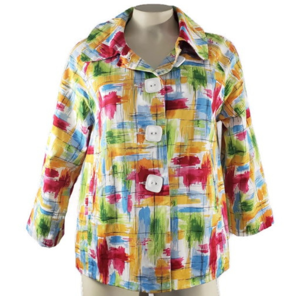 Appraisal Cotton Spandex colorful blazer 4 square button closure